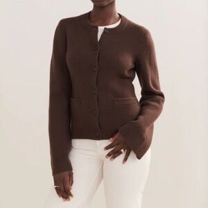 Jenni Kayne Cooper Cardigan Cashmere Wool Knit Cardigan in Chocolate Size M